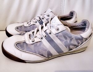 Michael Kors gray blue and white leather sneakers